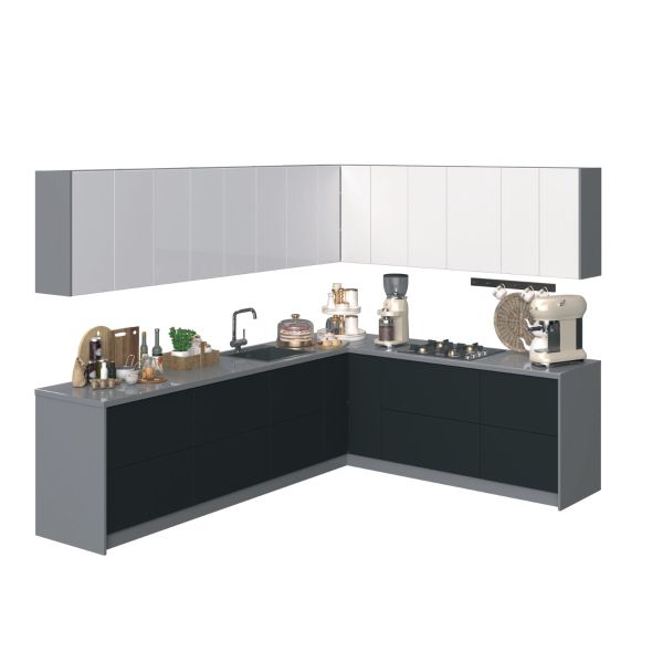 Kitchen Culinary Collection Black & White Gloss Color Base Size 10Ft Wide
