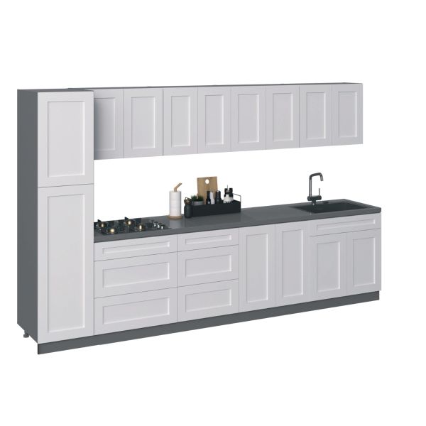 Kitchen Elegant Collection White Matte Color Base Size 11Ft Wide