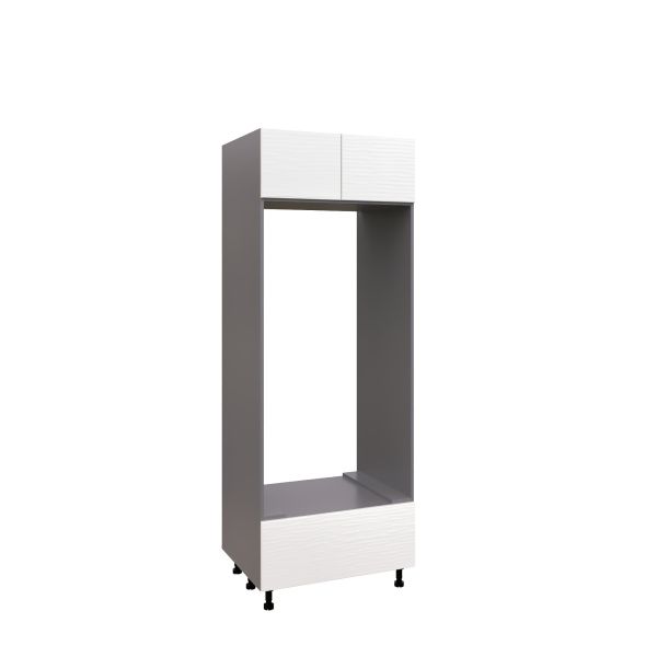 SOC3084DD-DD-GRE Tall Single Oven Cabinets -with White Gloss 3D door