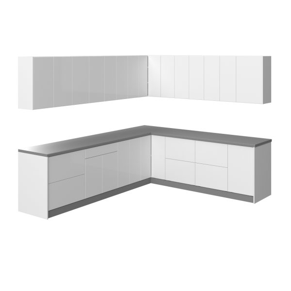 Kitchen Modern Collection White Gloss Color Base Size 10x8,5Ft Wide