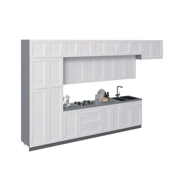Kitchen Serene Collection White Matte Color Base Size 15Ft Wide