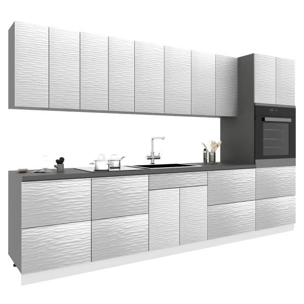 Kitchen Quadro Collection White Color 3D Surface Base Size 11Ft Wide