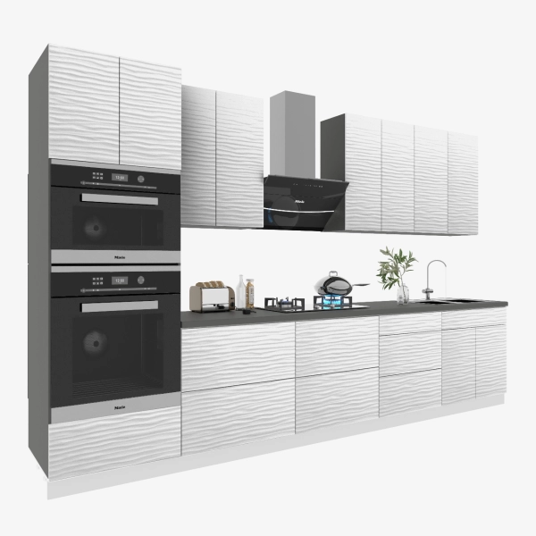 Kitchen Interno Collection White Color 3D Surface Base Size 12Ft Wide